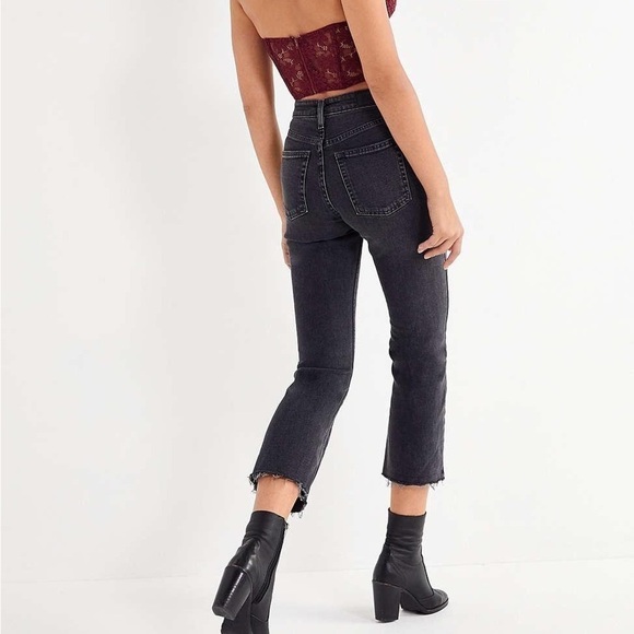 BDG Kick Flare High Rise Cropped Black Jeans - Picture 3 of 16